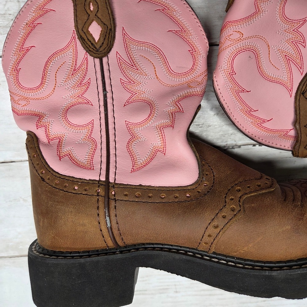 Justin Gypsy L9901 Western Cowgirl Boots Womens 5.5B Brown Pink Leather - Picture 5 of 12